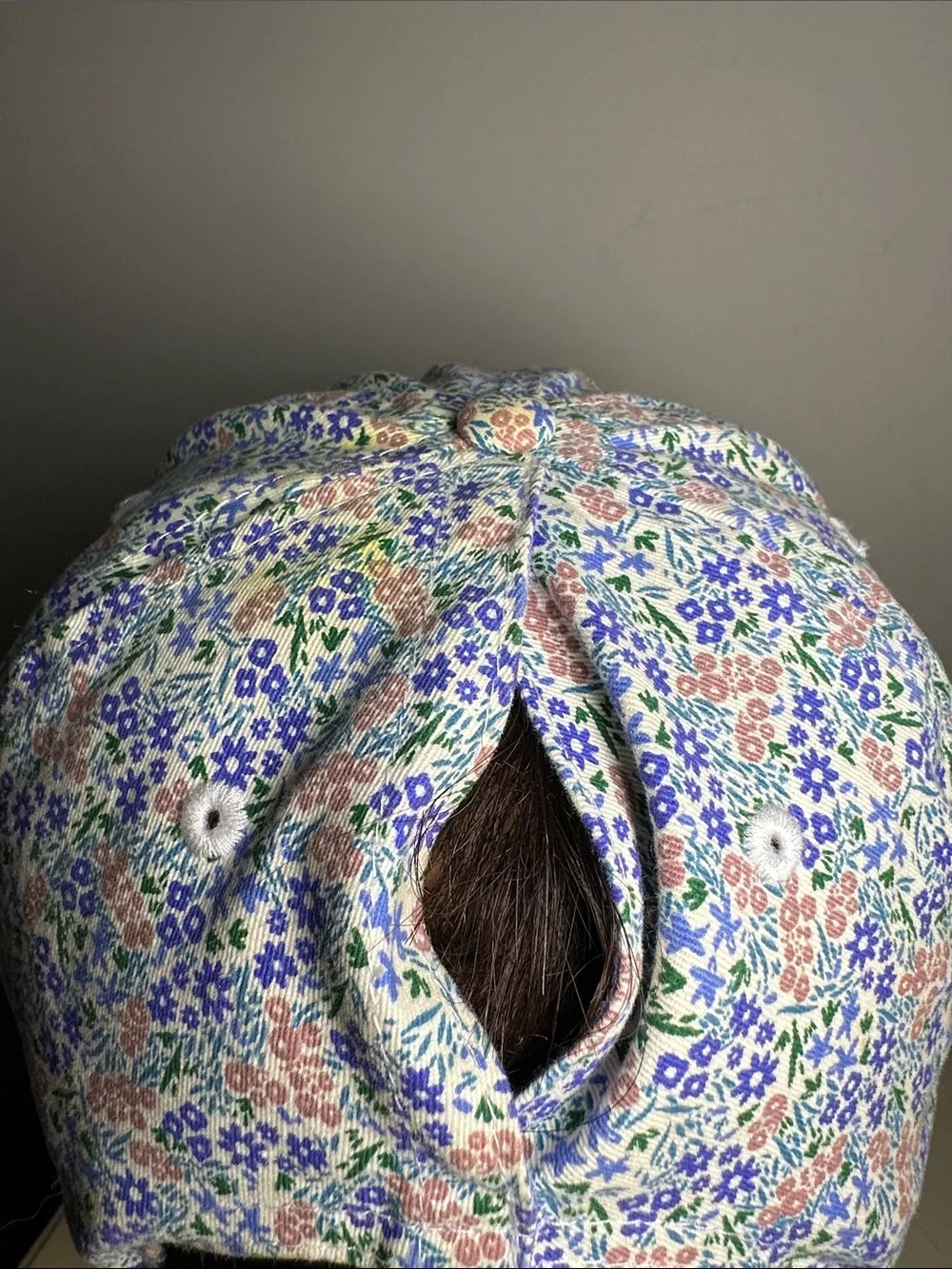 Baby's Coffee Key West eye embroidered floral baseball cap with pony-tail hole